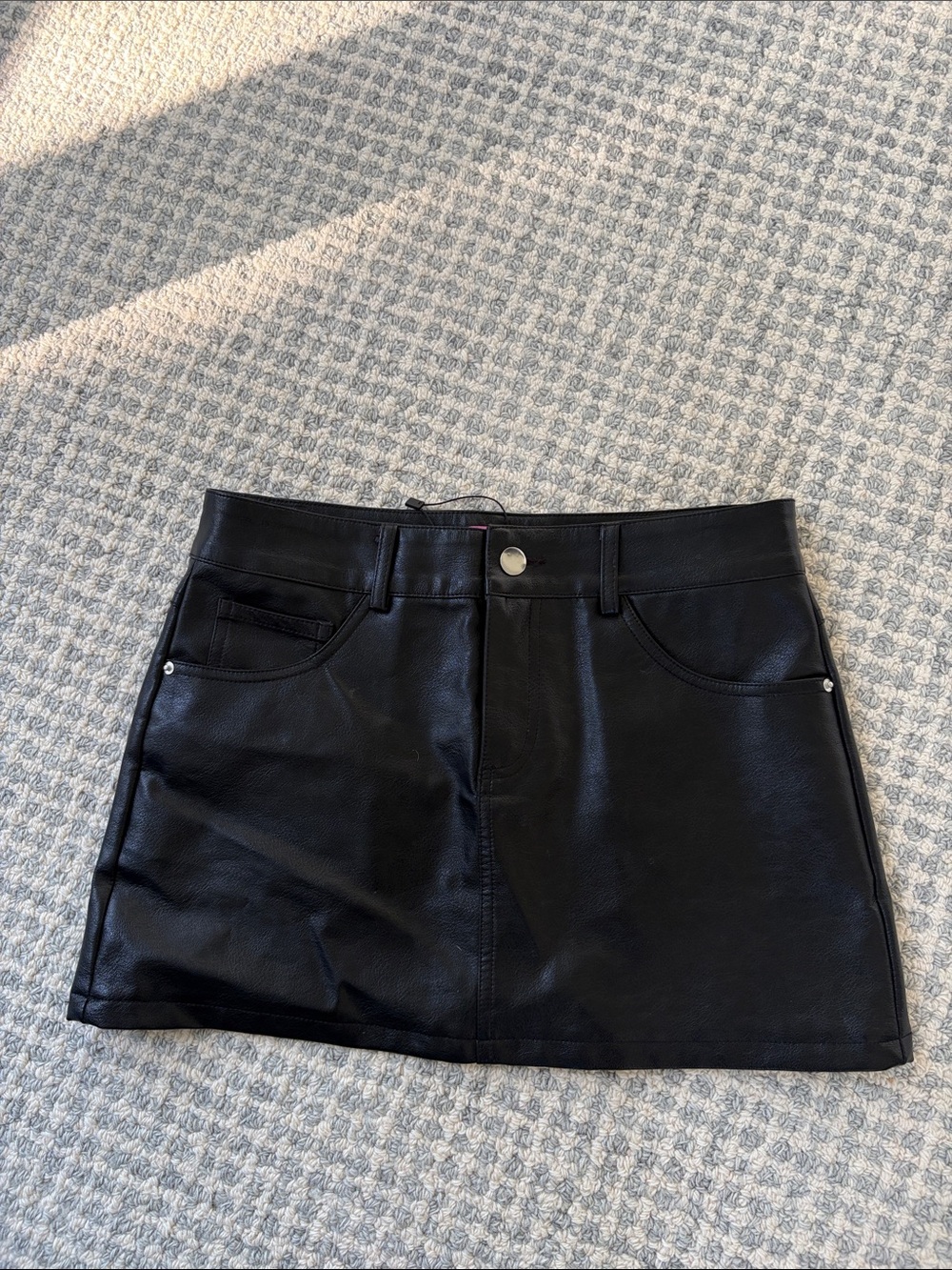 Edikted Black Faux Leather Mini Skirt